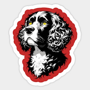 Stunning and Cool Irish Water Spaniel Monochrome and Gold Portrait for Father's Day Sticker